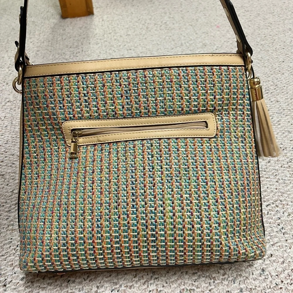 Simply Noelle Large Shoulder Bag Multicolor with Webbing Detail.